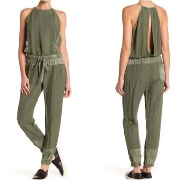 Young Fabulous & Broke Diego Linen Blend Jumpsuit Army Green XS - Picture 1 of 8